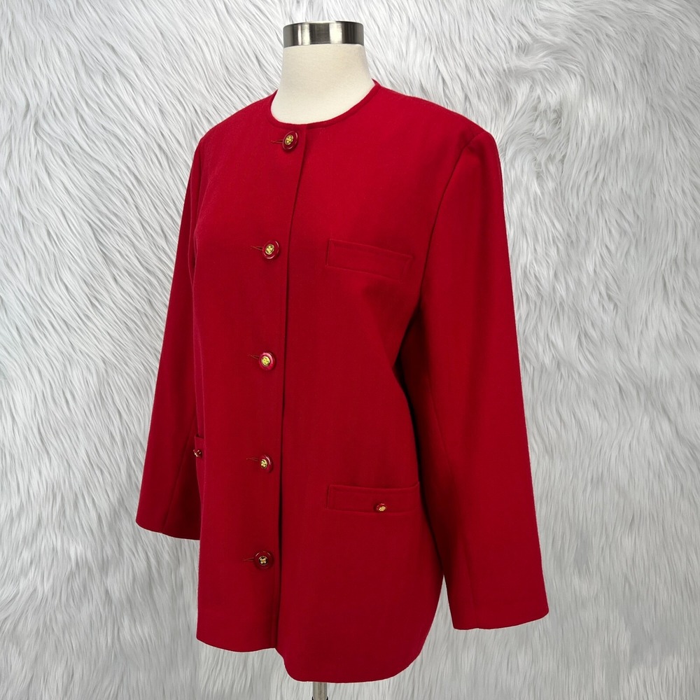 Avoca Collection VTG Red Wool Blazer Jacket Classic Ireland Holiday Old‎ Money - Picture 6 of 16
